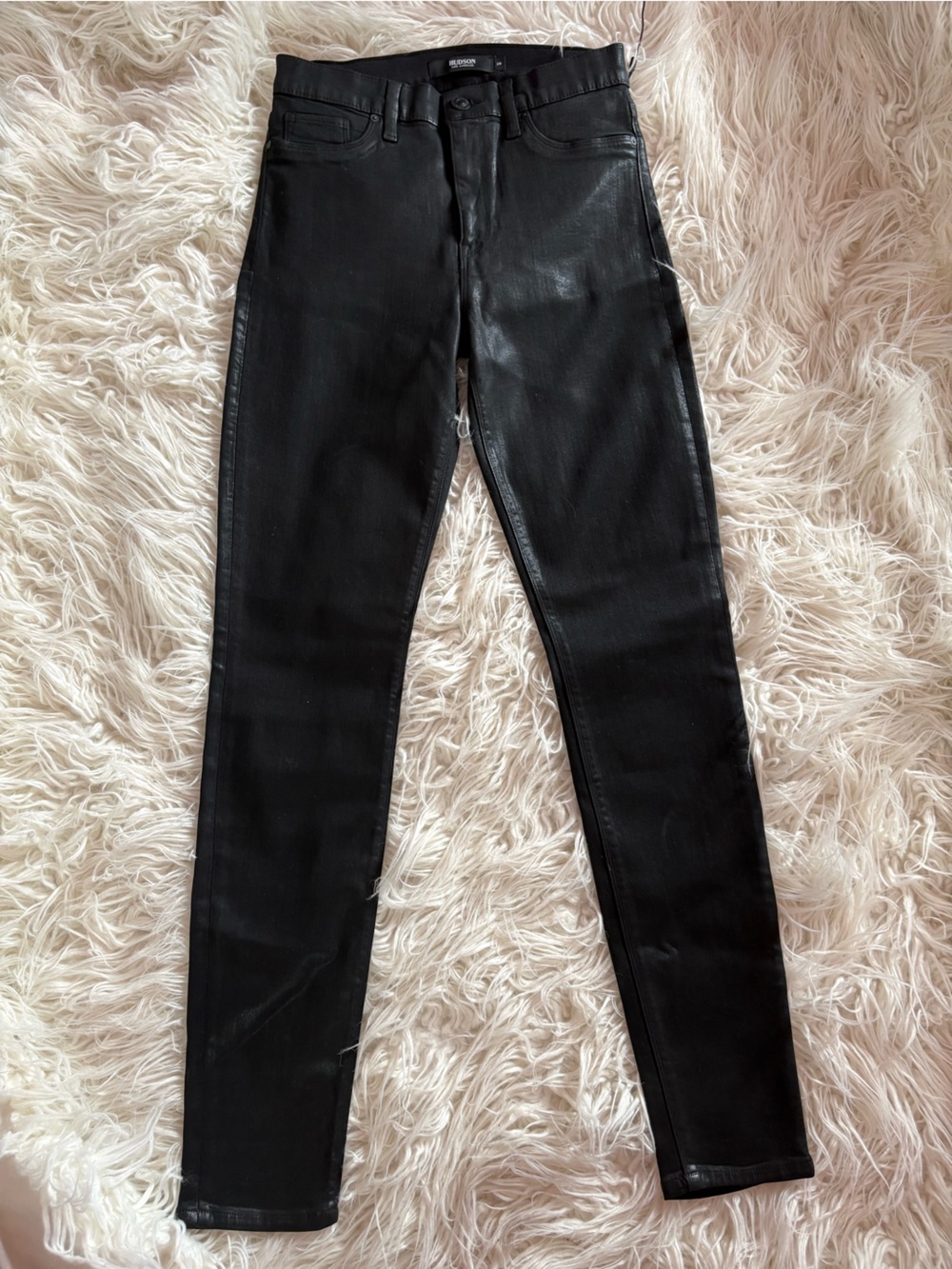 HUDSON Barbara High-Rise Super Skinny Coated Jeans Black Size 28 - Picture 3 of 8